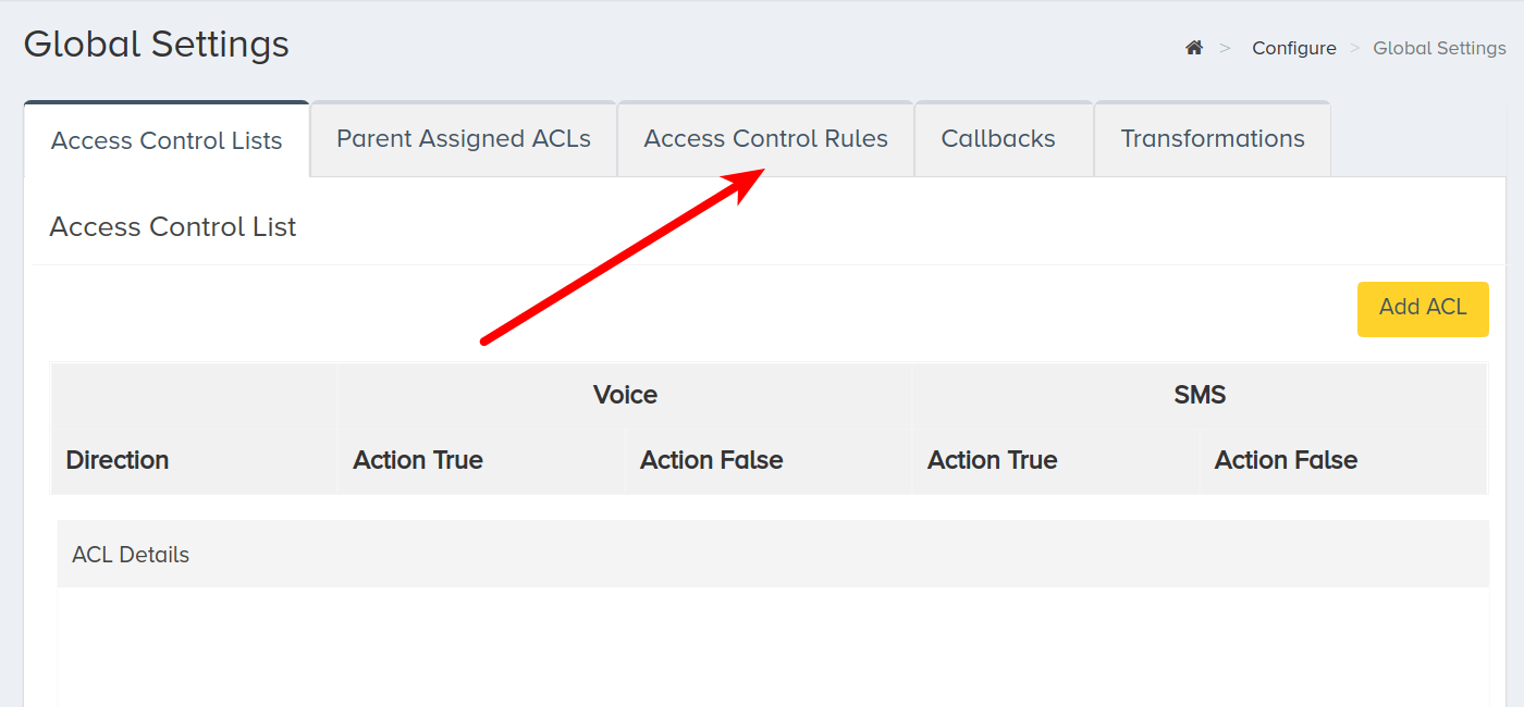 Select Access Control Rules